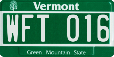 VT license plate WFT016