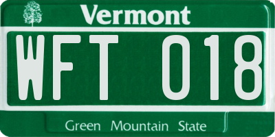VT license plate WFT018