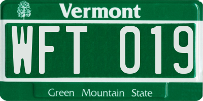 VT license plate WFT019