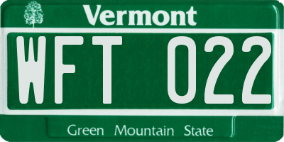 VT license plate WFT022