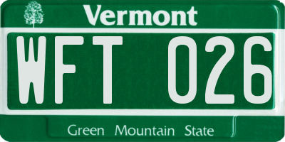 VT license plate WFT026
