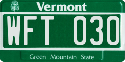 VT license plate WFT030