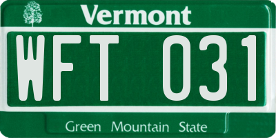 VT license plate WFT031