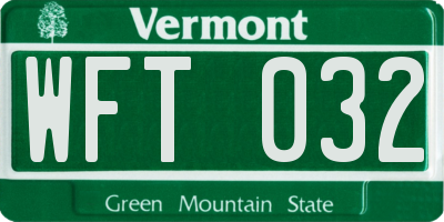 VT license plate WFT032