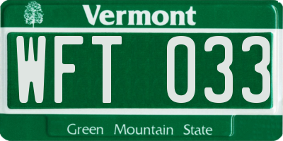 VT license plate WFT033