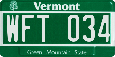 VT license plate WFT034