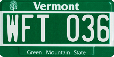 VT license plate WFT036