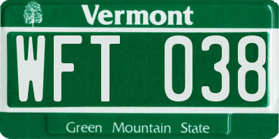 VT license plate WFT038