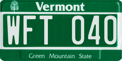 VT license plate WFT040
