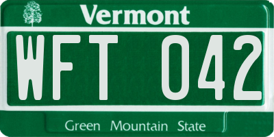 VT license plate WFT042