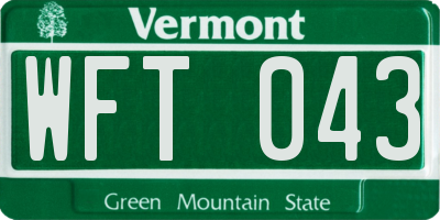 VT license plate WFT043
