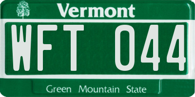 VT license plate WFT044