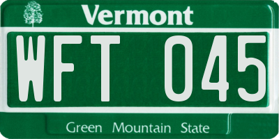 VT license plate WFT045