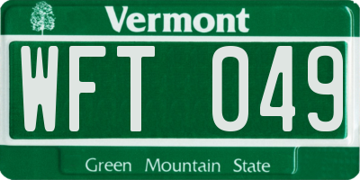 VT license plate WFT049