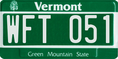VT license plate WFT051