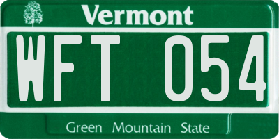 VT license plate WFT054