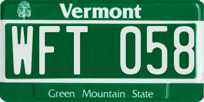 VT license plate WFT058