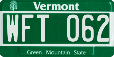 VT license plate WFT062