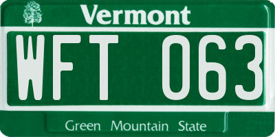 VT license plate WFT063