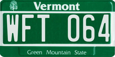 VT license plate WFT064