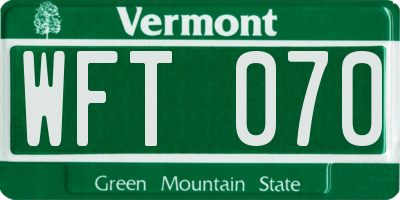 VT license plate WFT070
