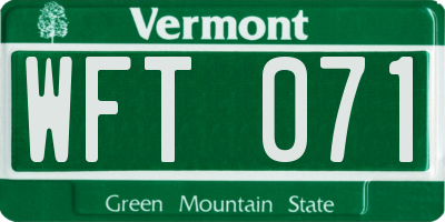 VT license plate WFT071