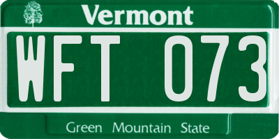 VT license plate WFT073
