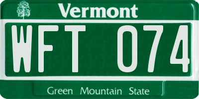 VT license plate WFT074