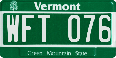VT license plate WFT076