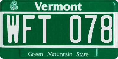 VT license plate WFT078
