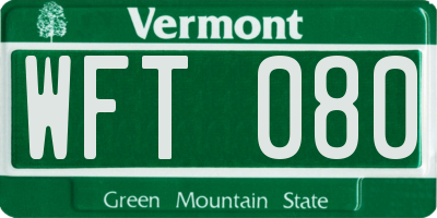 VT license plate WFT080