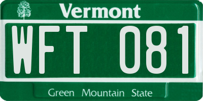 VT license plate WFT081