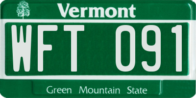 VT license plate WFT091