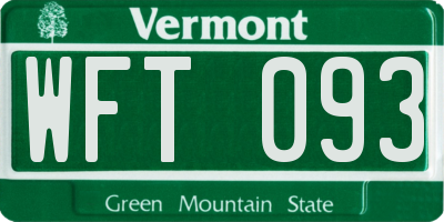 VT license plate WFT093