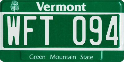 VT license plate WFT094