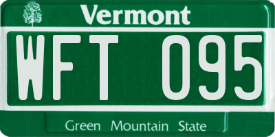 VT license plate WFT095