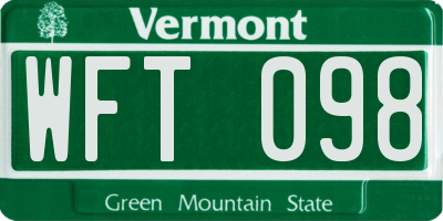 VT license plate WFT098