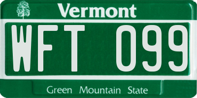 VT license plate WFT099