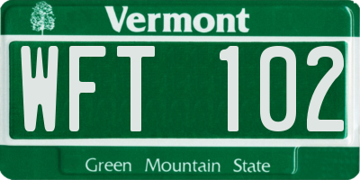 VT license plate WFT102
