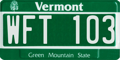 VT license plate WFT103