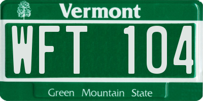 VT license plate WFT104