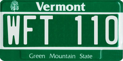 VT license plate WFT110
