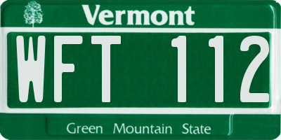 VT license plate WFT112