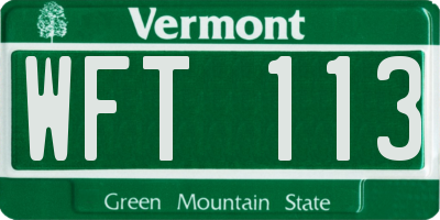 VT license plate WFT113