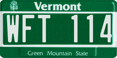 VT license plate WFT114