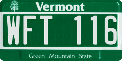VT license plate WFT116