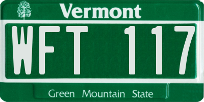 VT license plate WFT117