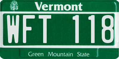 VT license plate WFT118