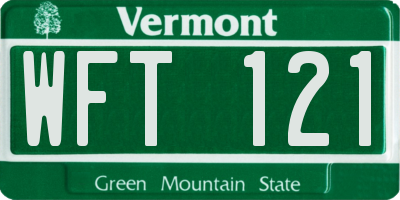 VT license plate WFT121