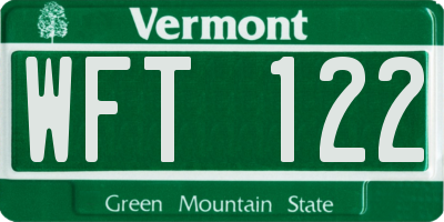 VT license plate WFT122